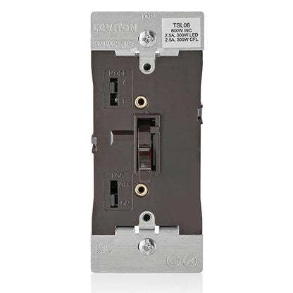 Leviton Toggle Slide Dimmer Switch for Dimmable LED, Halogen and Incandescent Bulbs, TSL06-1LB, Brown - color: Brown