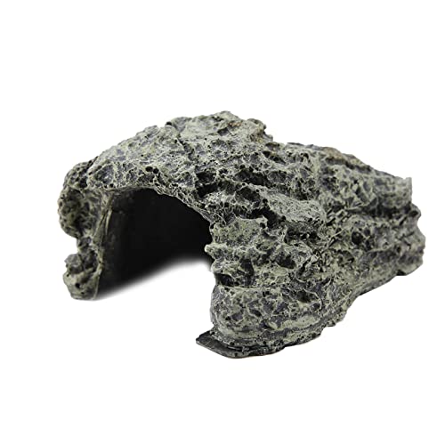 Natural Rock Reptile Hide Cave, 3.15 in Diameter, L | Lizard Turtle Snake Gecko Habitat, Aquarium Terrarium Decoration, Non Slip Surface Texture, Secure Retreat Area - size: 5.3 x 4.3 x 3.1 in