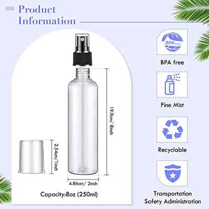 Eccliy 32 Pcs 8 oz Spray Bottles Fine Mist Cleaning Bottles Clear Empty Plastic Travel Sprayer Refillable Sprayer with Cap for Cleaning Solutions Oils Travel Perfumes(Mix,Clear) - color: Mix, style: Clear