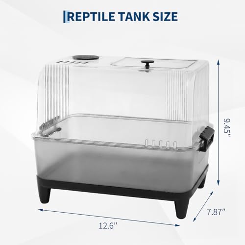 Garvee Reptile Tank Starter Kit, Reptile Terrarium Kit, Acrylic Small Reptile Habitat with Lid, Heating Pad, Hygrometer, Bowl,Hide, Sand for Reptiles,Tarantula,Lizards,Frogs,Geckos,or Hermit Crabs