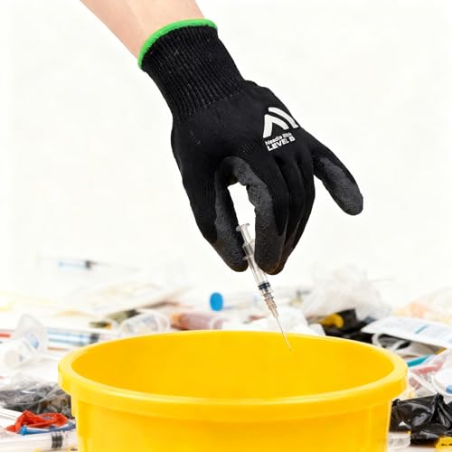 Level 5 A9/F Cut Resistant Gloves HPPE + Steel Wire Palm-Coated Textured Latex Anti-Stab/Puncture for Durian Opening - size: Large
