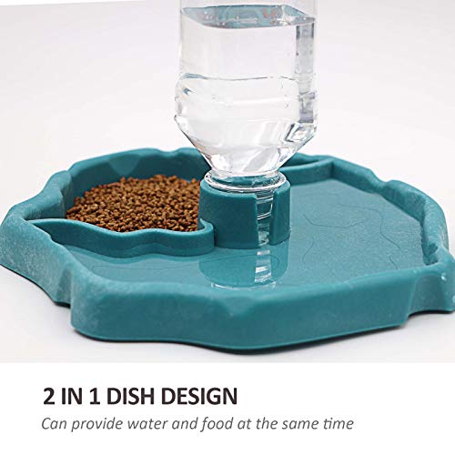 Automatic Reptile Feeder Reptile Food and Water Dish Bowl Bottle Tortoise Turtle Water Dispenser for Bearded Dragon Gecko Lizard (Blue) - color: Blue
