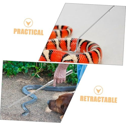 SUPVOX Retractable Snake Hook Stainless Steel Capture Tool for Handling of Serpents and Amphibians for Herpetologists and Wildlife Enthusiasts