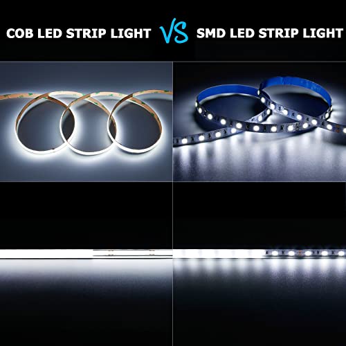 DC 5V USB COB LED Strip Light Cool White 6000K Dimmable IP65 Waterproof CRI 93+ USB Powered 6.6ft/2M 640LEDs with Dimmer High Brightness Flexible LED Tape Lights - color: Cool White