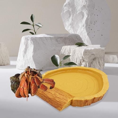 Hermit Crab Pool, Resin Reptile Water Bowl & Bathing Dish, Aquarium Tank Cage Habitat Accessories for Small to Medium Hermit Crab Turtles Lizard Frog Gecko Bearded Dragon - color: Circular