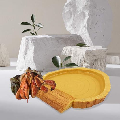 Hermit Crab Pool, Resin Reptile Water Bowl & Bathing Dish, Aquarium Tank Cage Habitat Accessories for Small to Medium Hermit Crab Turtles Lizard Frog Gecko Bearded Dragon - color: Circular