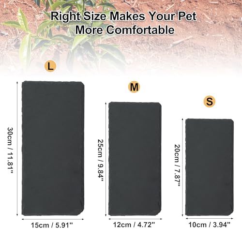 Reptiles Slate Rocks, Basking Surface Reptile Basking Platform, Enhances Climbing Activity, 9.84"x4.72", Black Gray - size: 9.84"x4.72"