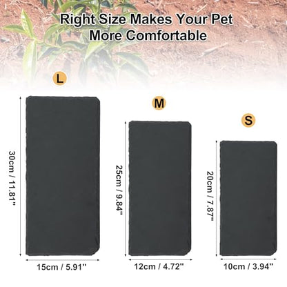 Reptiles Slate Rocks, Basking Surface Reptile Basking Platform, Enhances Climbing Activity, 7.87"x3.94", Black Gray - size: 7.87"x3.94"