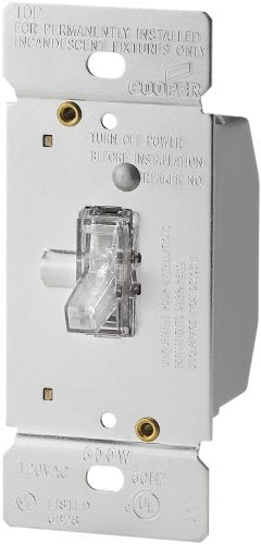 Eaton TI306L-K 600-Watt 120-Volt Single-Pole/3-way Lighted Incandescent/Halogen Toggle Dimmer with Non-Preset - color: Clear