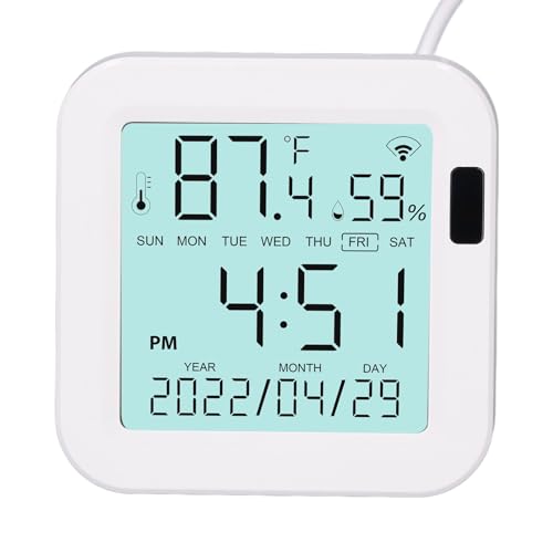 Digital Hygrometer Indoor Thermometer, Wired Room Thermometer and Humidity Gauge with LCD Backlit Display, Indoor Hygrometer Sensor for Bedroom, Baby Room, Office, Terrarium