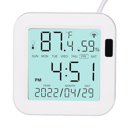 Digital Hygrometer Indoor Thermometer, Wired Room Thermometer and Humidity Gauge with LCD Backlit Display, Indoor Hygrometer Sensor for Bedroom, Baby Room, Office, Terrarium