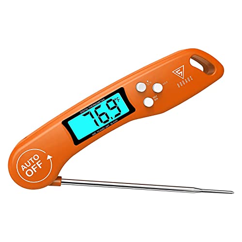 DOQAUS Digital Meat Thermometer, Instant Read Food Thermometer for Cooking with Backlit & Auto-Rotating Display, 4.6” Probe for Grilling, Baking, and Perfect BBQ - Orange - color: Orange, size: 1 Pack (4.6 Inches Probe)
