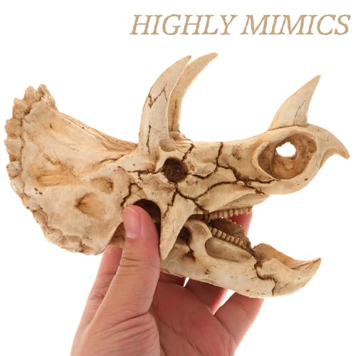 VOSAREA Resin Dinosaur Skull Realistic Dinosaur Cave House Hideout for Snakes and Lizards, Highly Wear-Resistant Habitat Decoration Suitable for Reptile Terrariums and Aquarium Decor