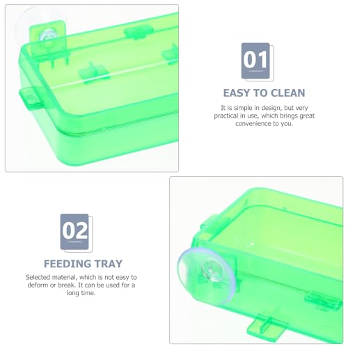 Uonlytech 2pcs Escape-Proof Reptile Feeders with Suction Cups, Small Green Lizard Feeding Bowls for Bearded Dragon, Gecko, and Other Reptiles, Reusable Pet Water and Food Dish for Terrarium