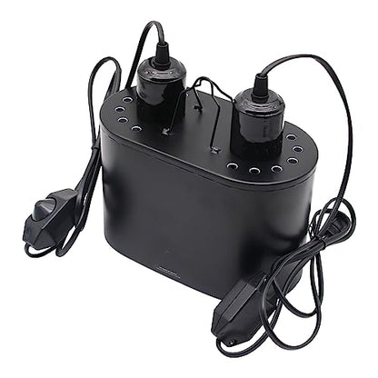 Dual Reptile Deep Dome Lamp Fixture with Temperature Adjustment,Dual Deep Cap Combo Integration Design Heat Lighting Lamp UVB Light with Independent Switches, for Reptile Snake and Tortoise