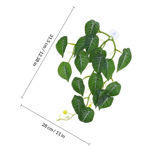 Cabilock Artificial Reptile Tank Plants with Suction Cups, Hanging Lifelike Vine Leaves for Turtle and Lizard Habitat Decor, Terrarium Plant Accessories for Reptile Enclosures