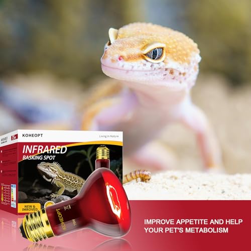 75W Reptile Heat Lamp Bulb, Infrared Heat Emitter Red Heat Lamp for Reptile Amphibian, Infrared Basking Spot Light Bulb,Red Heat Lamp for Chickens、Lizards、Snakes、Turtles 2-Pack