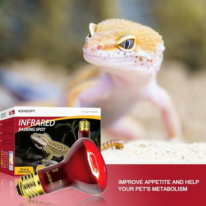 75W Reptile Heat Lamp Bulb, Infrared Heat Emitter Red Heat Lamp for Reptile Amphibian, Infrared Basking Spot Light Bulb,Red Heat Lamp for Chickens、Lizards、Snakes、Turtles 2-Pack