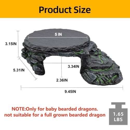 Reptile Basking Platform, Turtle Basking Platform Juvenile Beared Dragon Tank Accessoriese Reptile Hide with Rock Plate for Lizard, Leopard, Crested Gecko(Large-Green) - style: style 2