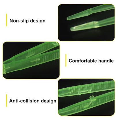 2PCS Reptile Feeding Tongs, 7.1" Aquarium Straight Curved Tweezers Terrarium Feeder Tool with Rubber Tip for Aquatic Plants Lizards Spider
