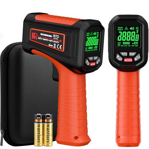 Infrared Thermometer Gun, -58°F to 3272°F, High Temp 50:1 | Built for Kilns, Furnaces & Industrial Maintenance • Fast 0.5s Response • Data Storage Function - color: Orange-Black/-58°F to 3272°F