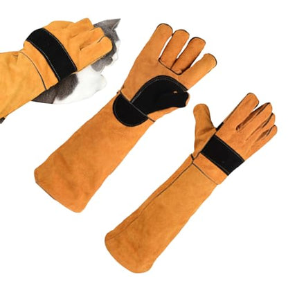 Cat Gloves Bite Proof, Reinforced Arm Sleeves, Animal Handling Gloves, Scratch Resistant Protective Gear, Heavy Duty Safety Handwear for Grooming Work Gardening Cutting Kitchen Welding Construction