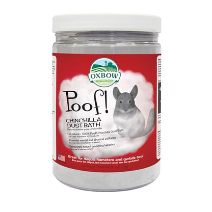 Oxbow POOF! Chinchilla Dust Bath,100% Natural Blue Beauty Dust for Chinchillas, Degus, Gerbils, and Hamsters, Small Animal Grooming, Natural Dusting Powder, 2.5 lbs Jar - size: 2.5 Pound (Pack of 1)