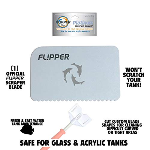 Flipper Platinum Aquarium Hand Scraper Tool – Glass and Acrylic Fish Tank Cleaner and Scraper with Serrated and Steel Blade - 10" Handle