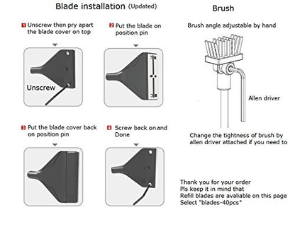 Aquarium Algae Scraper Cleaner Brush with 10 Stainless Steel Blades for Fish Reef Plant Glass Tank 26 Inch