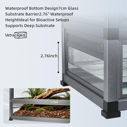 36x18x18 Glass Reptile Terrarium, 50 Gallon Aluminum Frame Reptile Enclosure with Waterproof Base, Sliding Doors, Screen Top & Stackable Design for Snakes Geckos Lizards - size: Bioactive-36X18X18INCH