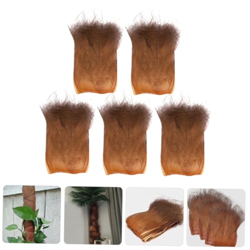 Yardwe Simulated Palm Tree Bark Sheets 5-Pack Natural Brown Faux Bark for Garden Decor Home Plant Decoration and Aquarium Hatchery Landscape 19.68X11.81 Inch