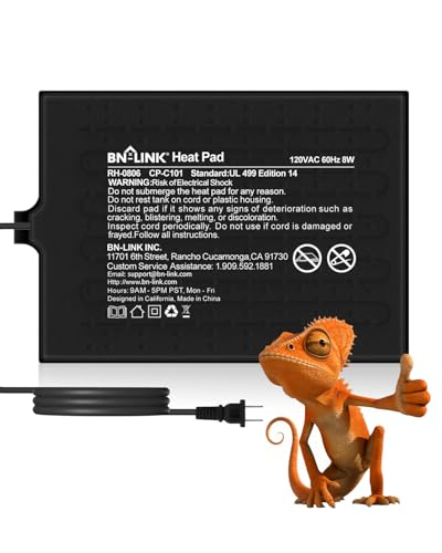 BN-LINK Reptile Heat Pad 6"X8" 8W for 10-20gal Under Tank Terrarium Heating Mat Waterproof for Turtle, Lizard, Frogs, Snake, Hermit Crab 2 Pack