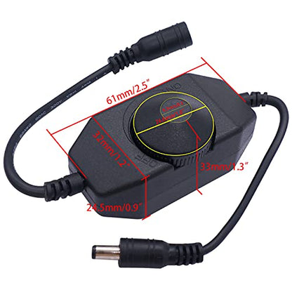 weideer 2Pcs DC12V-24V LED Strip Lights Dimmer Switch PWM Rotary Dimmer Controller Inline Dimmer Switch for LED String Lights Christmas Lights Black K-018-BK - color: Black