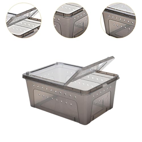 Reptile Feeding Box Climbing Pet Breeding Box Portable with Small Vents Turtle Transport Container Hatching Case for Scorpion, Black