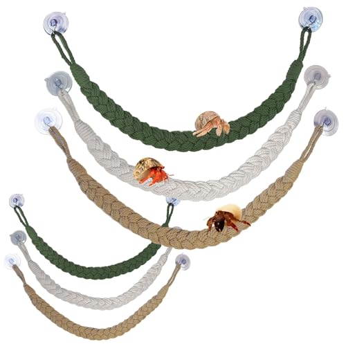 kathson Snake Climbing Toys, Corn Snake Enrichment Toys Rope Ladder, Hermit Crab Climbing Toy Reptile Tank Terrarium Accessories for Geckos Lizards Ball Python (6pcs Multicolored - color: 6pcs Beige+Green+Red