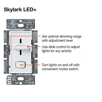 Lutron Skylark LED+ Dimmer Switch for Dimmable LED, Lutron Dimmer Switch For Halogen and Incandescent Bulbs, 150W/Single-Pole or 3-Way, SCL-153P-BR, Brown - color: Brown