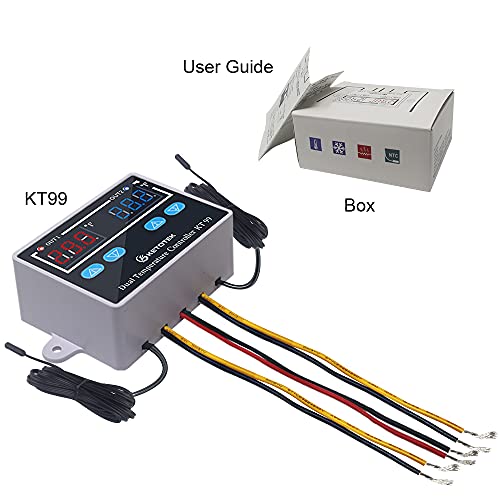 KETOTEK Digital Dual Temperature Controller 120V Fahrenheit Thermostat 10A with 2 1.5m Waterproof Probes, Heating Cooling Temperature Control Switch Refrigerator Fan Heater