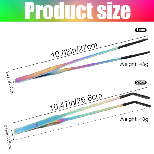 3pcs Reptile Feeding Tongs, Stainless Steel Reptile Feeding Pliers Straight & Curved Tweezers for Bearded Dragons Lizards Snakes