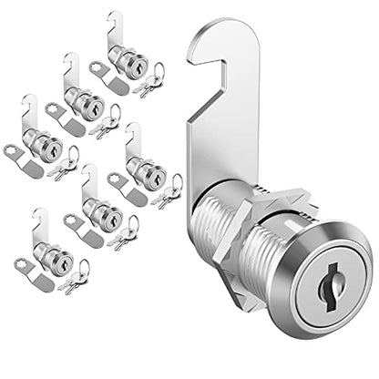 6 Pack Cabinet Locks with Keys, 1-1/8" Cam Lock Keyed Alike, Mailbox Lock Secure Drawer Tool Box RV Storage Door, Zinc Alloy - size: 6 Pack 1-1/8 Inch Silver