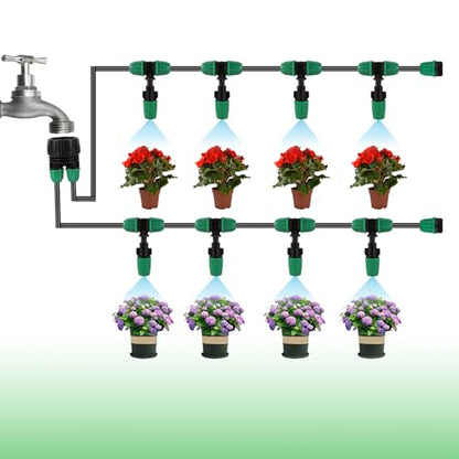 Misting Cooling System Greenhouse Misting System Automatic Garden Watering System Lock Barbed Drip Irrigation System with 1/4 inch Irrigation Tubing Mister for Patio Greenhouse Garden,Lawn. - size: Medium Drip Irrigation Kit