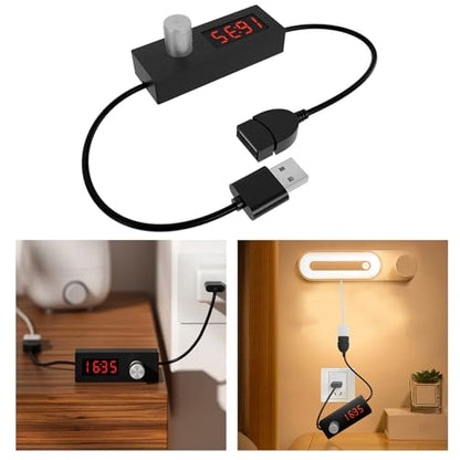 PowerFlow Adjustable USB Timer Cable Programmable Countdown Power Off Switch with Digital Display for USB Fan Lamp Night Light Aquarium 5V Devices