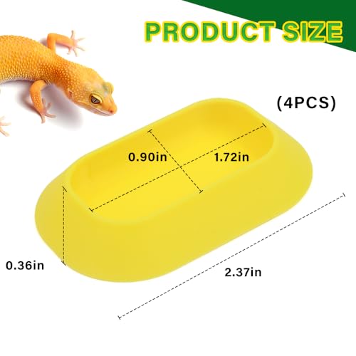 4 Pack Reptile Food and Water Bowls, Colorful Small Reptile Feeding Dishes for Leopard Gecko, Bearded Dragon, Lizard, Frog, Tortoise, Hermit Crab, Snail