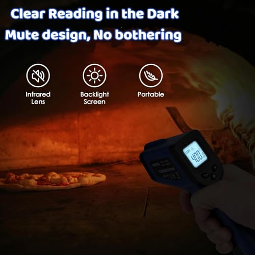 Infrared Thermometer Gun for Cooking, Digital Laser Temperature Thermometer -58℉~1022℉ IR Thermometer Gun for Blackstone Pizza Oven Deep Frying Other Daily Uses with Hard Carrying Case (NOT for Human) - color: Blue
