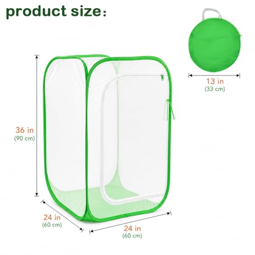 Pop Up Plant Tent, Zippered Mesh Grow Cage for Garden Pest Protection, Durable Reusable Plant Cover for Vegetables Fruits Flowers Against Birds & Insects for Outdoor Indoor Plants(24 x 24 x 36 Inches) - size: 24" x 24" x 36"