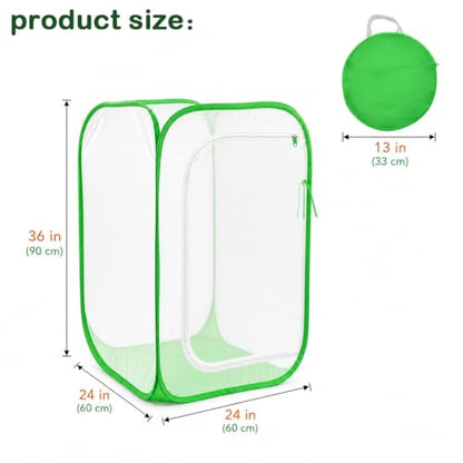 Pop Up Plant Tent, Zippered Mesh Grow Cage for Garden Pest Protection, Durable Reusable Plant Cover for Vegetables Fruits Flowers Against Birds & Insects for Outdoor Indoor Plants(24 x 24 x 36 Inches) - size: 24" x 24" x 36"