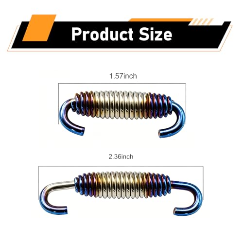 2 PCS Motorcycle Exhaust Muffler Springs, 40 mm-60 mm Retractable Range Exhaust Pipe Spring, Stainless Steel Muffler Hook, Retrofit Part for Most Motorcycles Scooters ATVs (Blue) - color: Blue