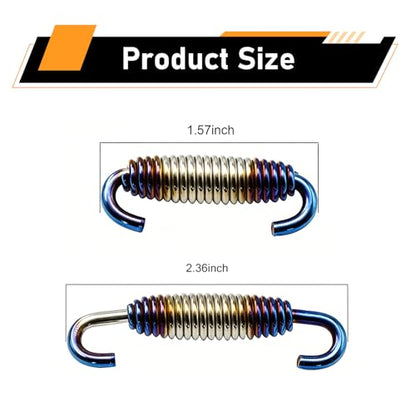 2 PCS Motorcycle Exhaust Muffler Springs, 40 mm-60 mm Retractable Range Exhaust Pipe Spring, Stainless Steel Muffler Hook, Retrofit Part for Most Motorcycles Scooters ATVs (Blue) - color: Blue