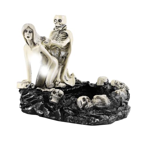 Lover Resin Human Skull Ashtray Halloween Decor Bowl Skeleton Pot Spooky Cigarette Holder Statue Container Collectible Figurine Garden Decoration Graveyard Ghost Scary Xmas Sculpture - color: Styel 2