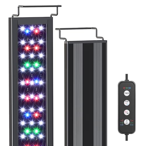 AQQA LED Aquarium Light for Plants, 24/7 Mode Full Spectrum Fish Tank Light with 3 Light Modes, Adjustable Timer/Brightness, Memory Function, Extendable Brackets for Freshwater for 48-55 Inch Tank 36W - size: For 48''-55'' Fish Tank