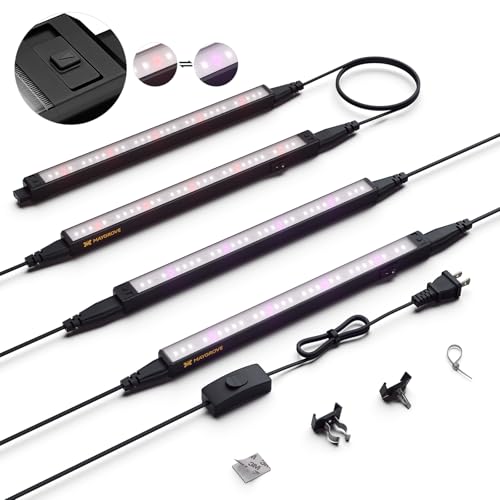 Maygrove Grow Lights for Indoor Plants, Tunable Spectrum 1FT LED Growing Lamp 28W (4 x 7W), T5 Grow Light Strip for Seed Starting, Vegetables, Linkable, Black, 4-Pack - color: Red+Purple, size: 1ft-black Cover